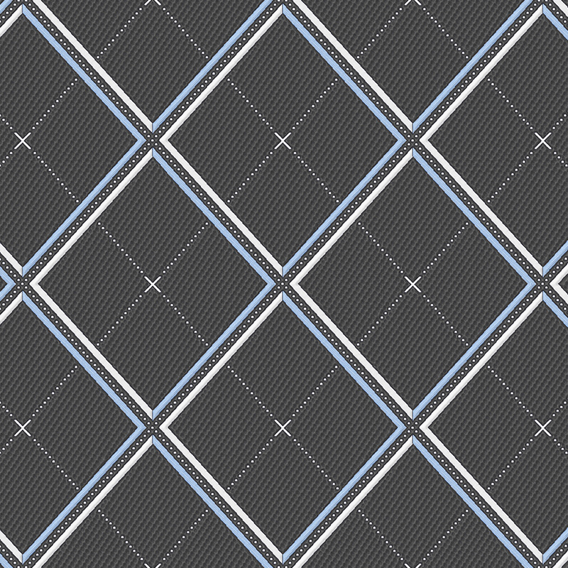 Double jacquard knitted fabric in grey and blue plaid